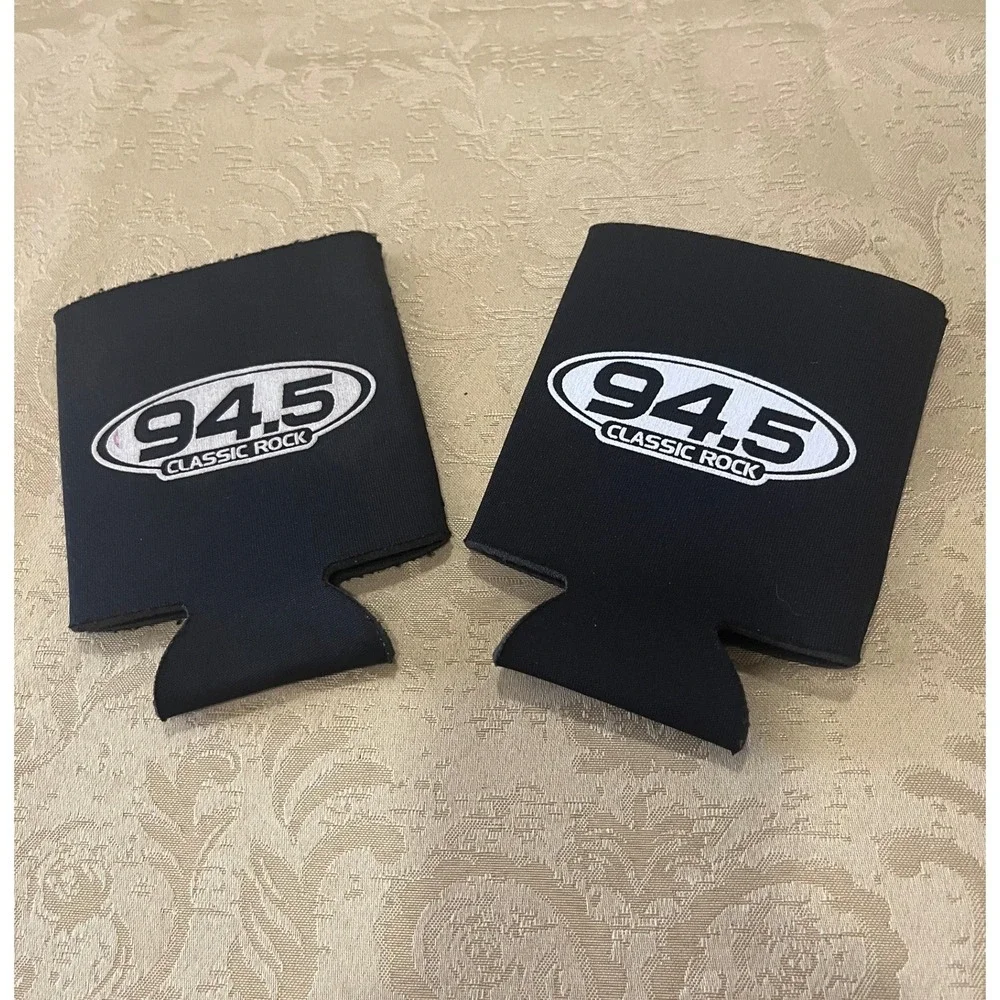 Unbranded 94.5 Classic Rock Koozie‎ Set Unisex OS Black Good Radio Promo 2pk